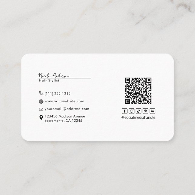 Carte De Visite Logo de code QR de connexion aux médias sociaux (Dos)
