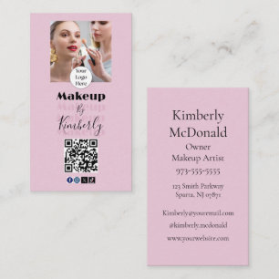 Carte De Visite Logo de code QR de maquillage photo en écriture ro