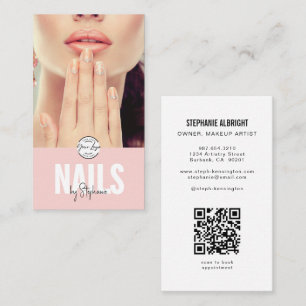 Carte De Visite Logo de code QR de photo d'artiste d'ongles en écr