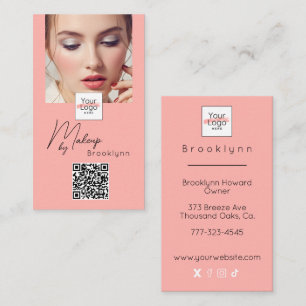 Carte De Visite Logo de code QR de photo de maquillage en écriture
