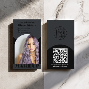 Carte De Visite Logo de code QR de photo noir de maquillage d'arch