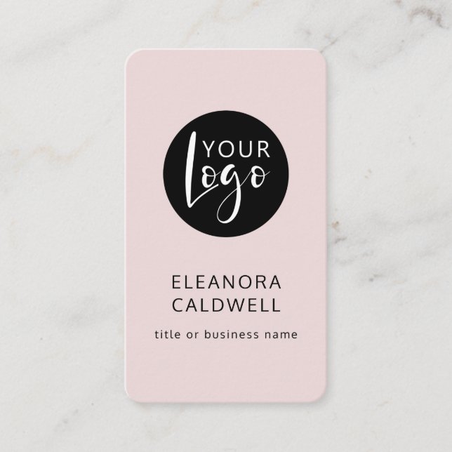 Carte De Visite Logo de code QR des médias sociaux Rose blush (Devant)