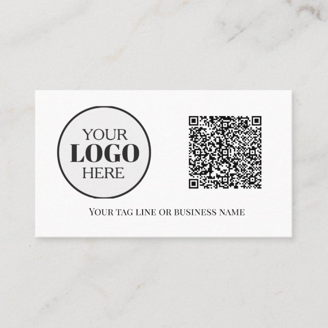 Carte De Visite Logo de code QR noir blanc moderne (Devant)