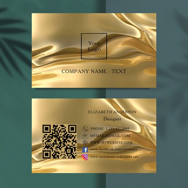 Carte De Visite Logo de code qr or prime sur les médias sociaux (Créateur téléchargé)