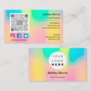 Carte De Visite Logo de code QR personnalisé Social Online Shop H