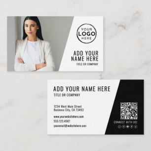 Carte De Visite Logo de code QR photo minimaliste professionnel
