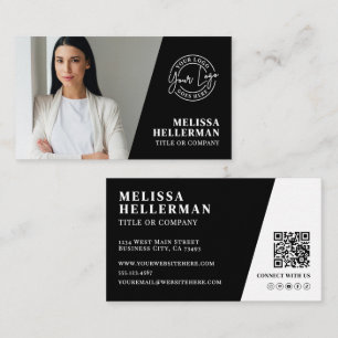 Carte De Visite Logo de code QR photo noir