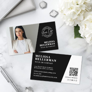 Carte De Visite Logo de code QR photo noir