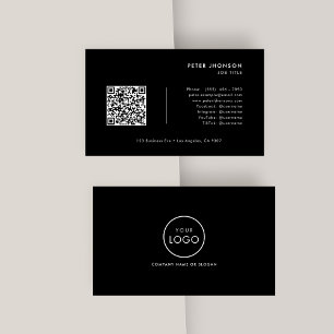 Carte De Visite Logo de code QR professionnel simple noir et blanc