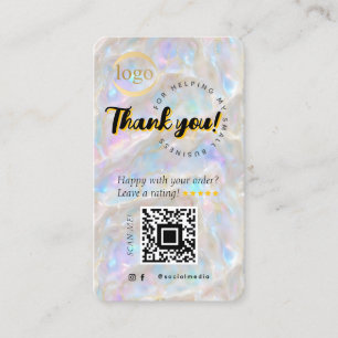 Carte De Visite Logo de code QR unique Iridescente Opal Merci