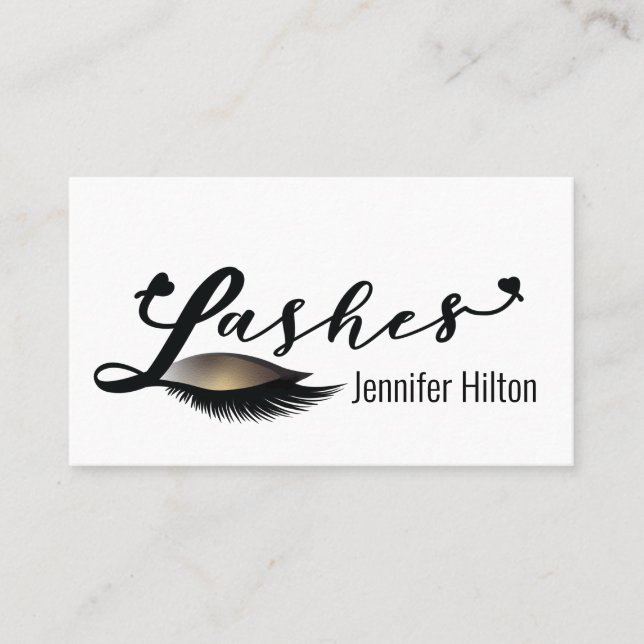 Carte De Visite Logo de coeurs de calligraphie de cils professionn (Devant)