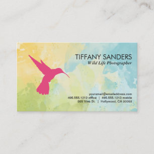 Carte De Visite Logo de colibri Texture aquarelle