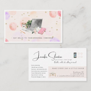 Carte De Visite Logo de conciergerie personnelle illustrée aquarel