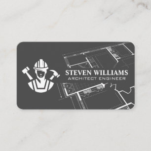 Carte De Visite Logo de Construction Builder Plan