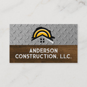 Carte De Visite Logo de construction Hardhat Bois d'acier