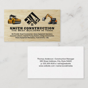 Carte De Visite Logo de construction   Machines lourdes   Grain de