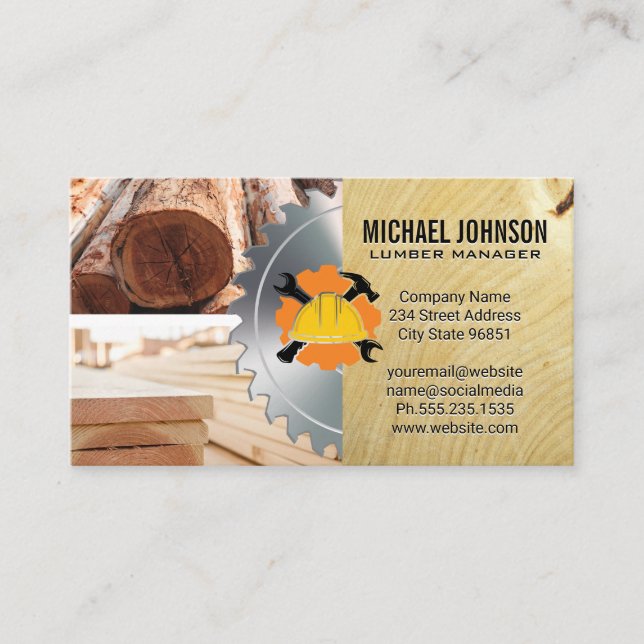 Carte De Visite Logo de construction | Plateaux | Bois | Scie (Devant)