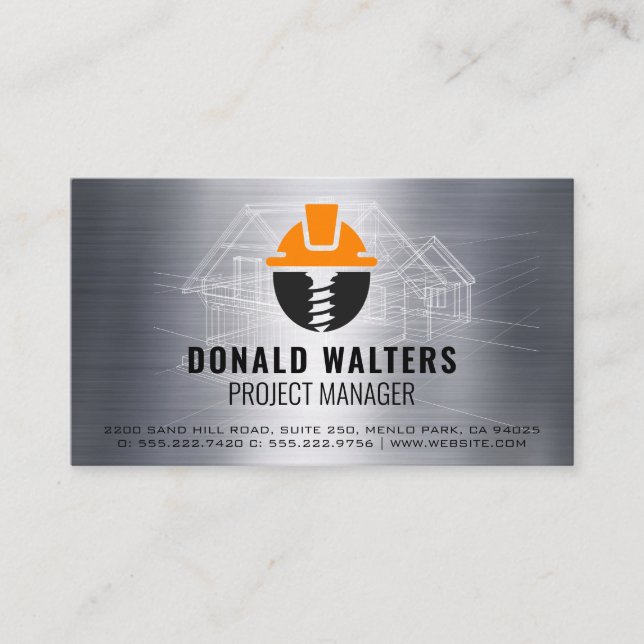 Carte De Visite Logo de construction | Schéma directeur | Couleur (Devant)