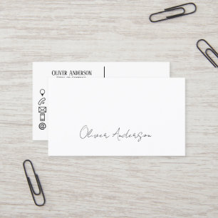 Carte De Visite Logo de contact blanc traditionnel minimaliste mod