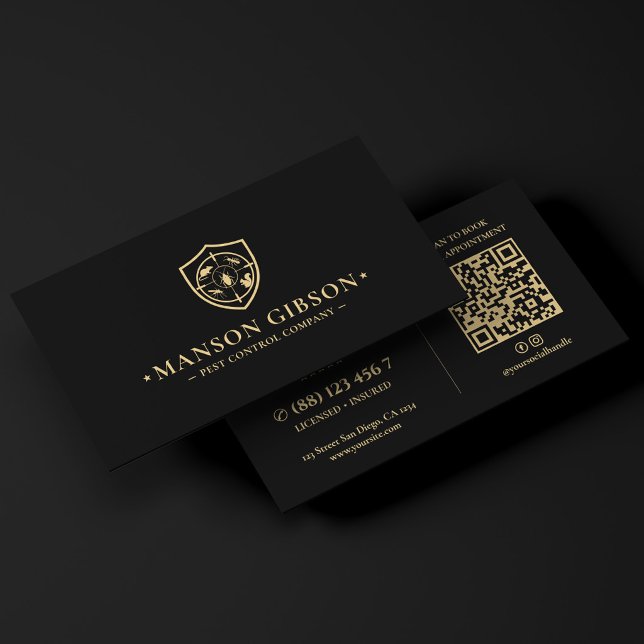 Carte De Visite Logo de contrôle antiparasitaire Exterminator noir (Exterminator Pest Control Logo Black Modern Business Card
)