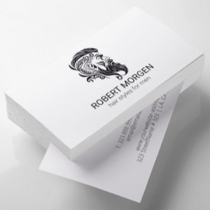 Carte De Visite Logo de coupe de cheveux ornementaux noirs