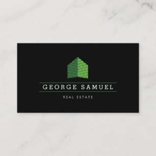 Carte De Visite Logo de courtier immobilier vert abstrait moderne 