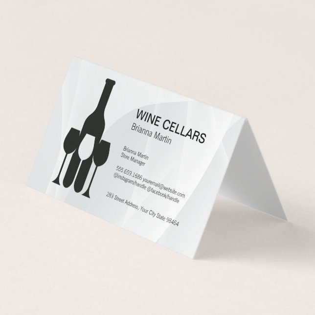 Carte De Visite Logo de dégustation de vin | Bouteille | Verres (Devant)