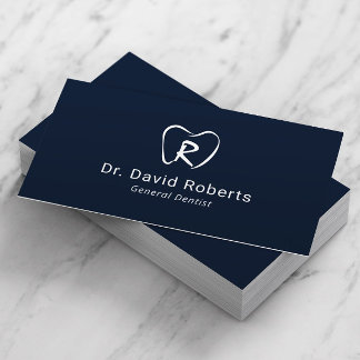 Carte De Visite Logo de dent personnalisée bleu marine Dentiste