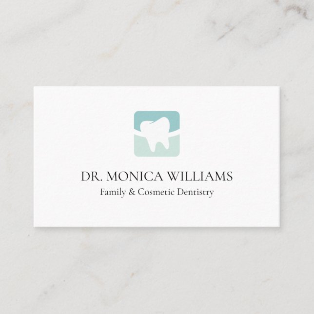 Carte De Visite Logo de dentiste moderne en vert clair professionn (Devant)