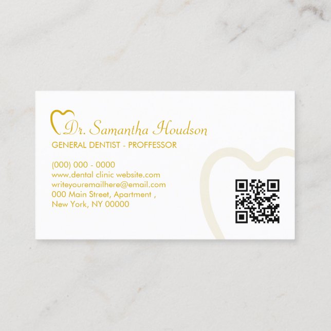Carte De Visite Logo de dentisterie Code QR simple jaune (Dos)