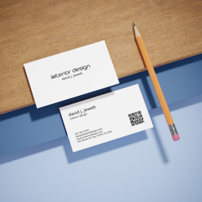 Carte De Visite Logo de Design d'intérieur simple noir et blanc (Créateur téléchargé)