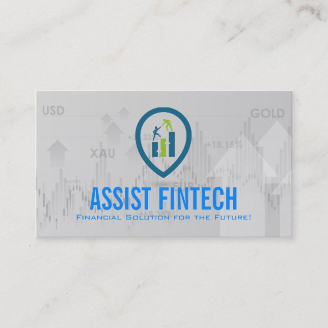 Carte De Visite Logo de document Fin Tech | Graphique financier (Devant)