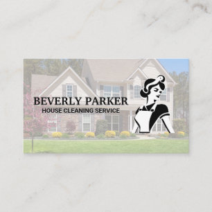 Carte De Visite Logo de femme de chambre classique   Banlieues