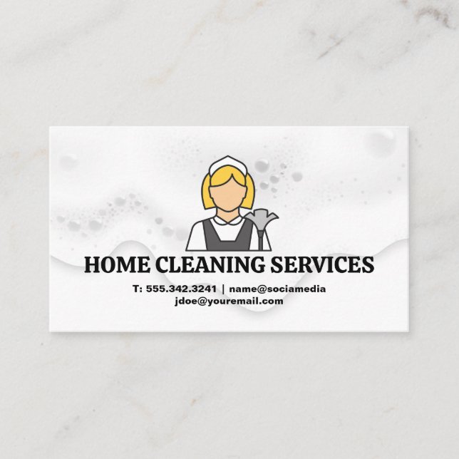 Carte De Visite Logo de femme de ménage | Services d'hôtel (Devant)