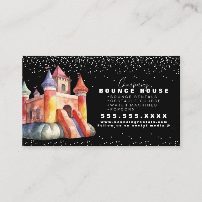 Carte De Visite Logo de fête de maison rebondissante aquarelle  (Devant)