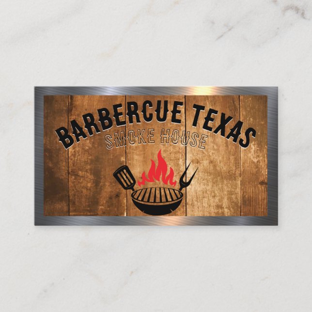 Carte De Visite Logo de feu de barbecue Grill | Bois et métaux (Devant)