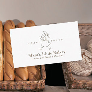 Carte De Visite Logo de fille de boulangerie vintage