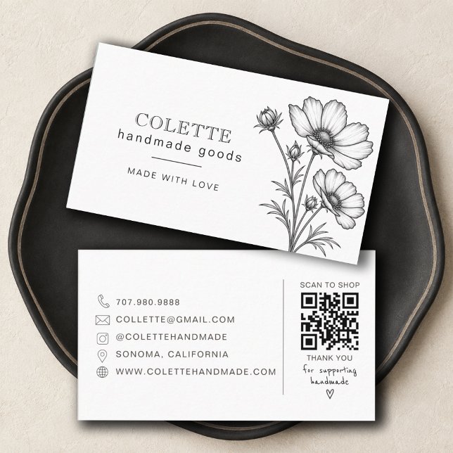 Carte De Visite Logo de fleur fait main  (Créateur téléchargé)