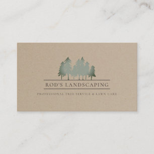 Carte De Visite Logo de forêt simple Arbres Kraft Personnalisé
