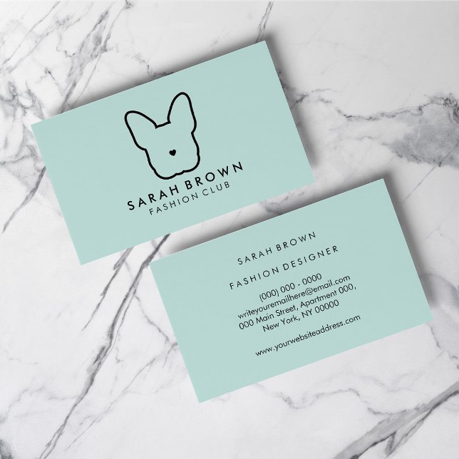 Carte De Visite Logo de French Bulldog Frenchie (French Bulldog Frenchie Logo Business Card)