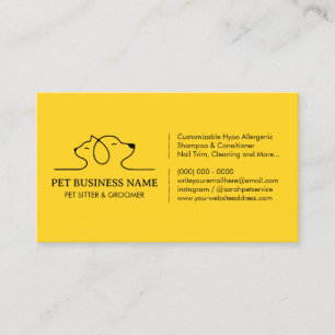 Carte De Visite Logo de garde d'animaux de compagnie jaune chien c