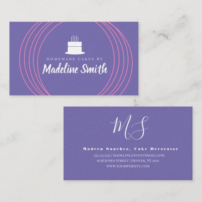 Carte De Visite Logo de gâteau moderne pour boulangerie maison Mar (Devant / Derrière)