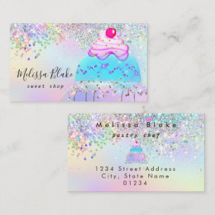 Carte De Visite logo de gâteau pailleté faux pastel pailleté