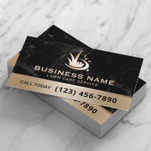 Carte De Visite Logo de Gold Lawn Care Black Marble Landscaping