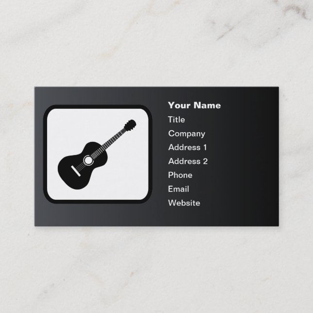 Carte De Visite Logo de guitare personnalisable Noir (Devant)