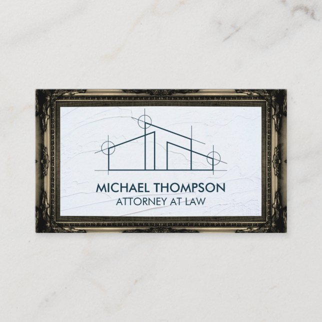 Carte De Visite Logo de Home Architect | Cadre classique en or (Devant)