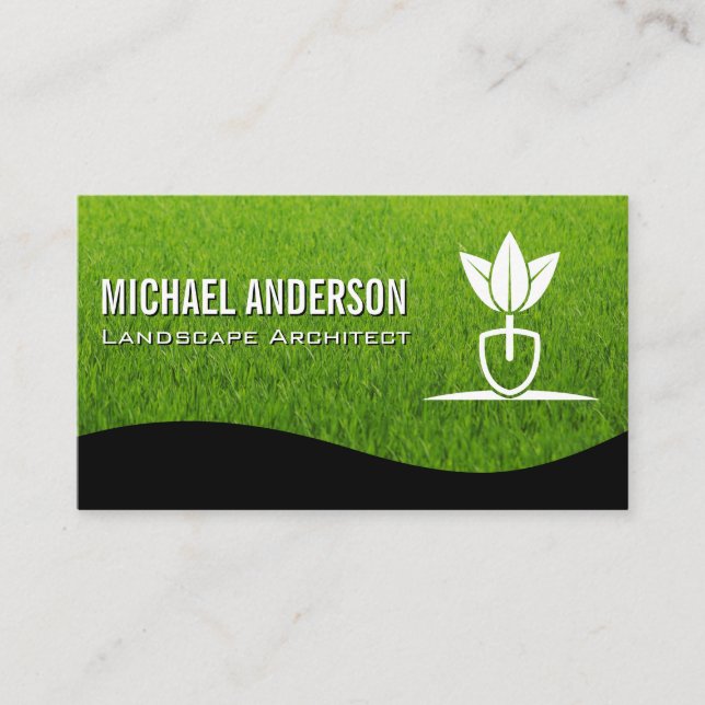Carte De Visite Logo de jardin paysager | Herbe tondeuse (Devant)