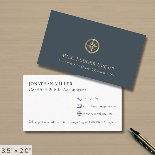 Carte De Visite Logo de la boussole du cabinet comptable (Créateur téléchargé)