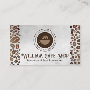 Carte De Visite Logo de la boutique de café   Haricots à café