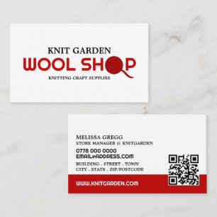 Carte De Visite Logo de la boutique en laine rouge, magasin de Tri